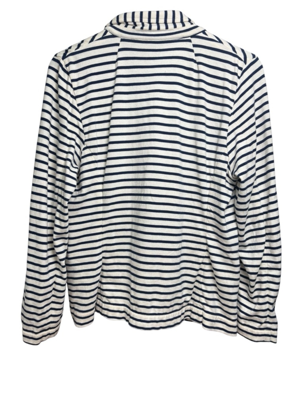 J. Crew Women’s L 100% Cotton Striped Navy & Off White Summer Blazer - Picture 4 of 8